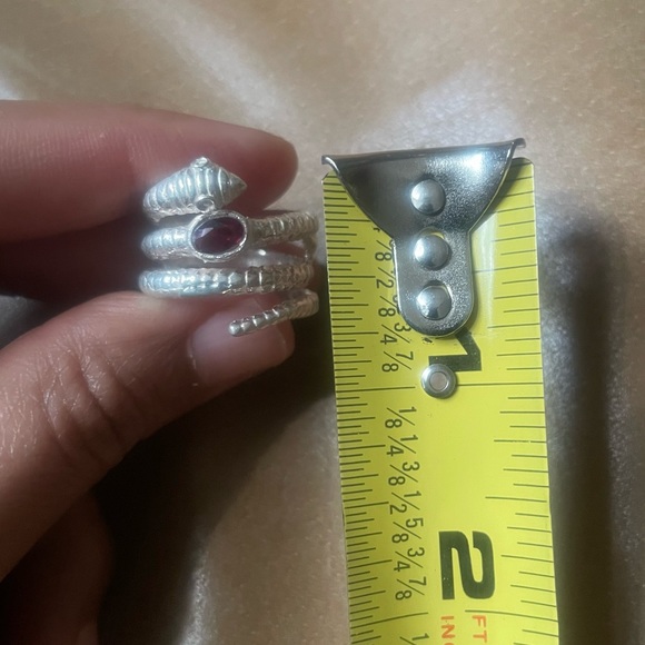 Vintage Sterling silver 925 snake 🐍 ring w garnet red stone boho luxe - Picture 12 of 12